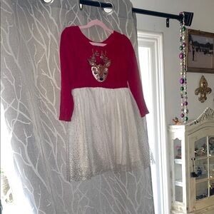 Zunie Sparkly Red Reindeer Dress